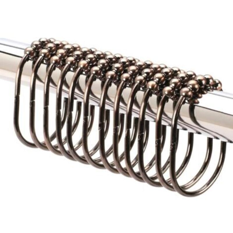 [niemals Verwendet] (geölt) Set Mit 12 Breiten Duschvorhangringen/haken, Dekorative Oberfläche Aus Satiniertem Nickel, Leichtgängige Rollen, Rostfreier Edelstahl