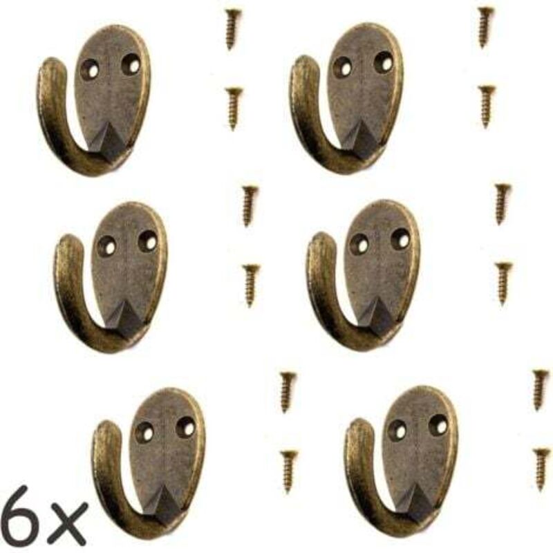 [niemals Verwendet] Set Mit 6 Antiken Haken Für Garderobe Und Handtuchhalter, Haken Aus Bronze, Messing Und Eisen, Vintage-landhausstil, Retro, Oval