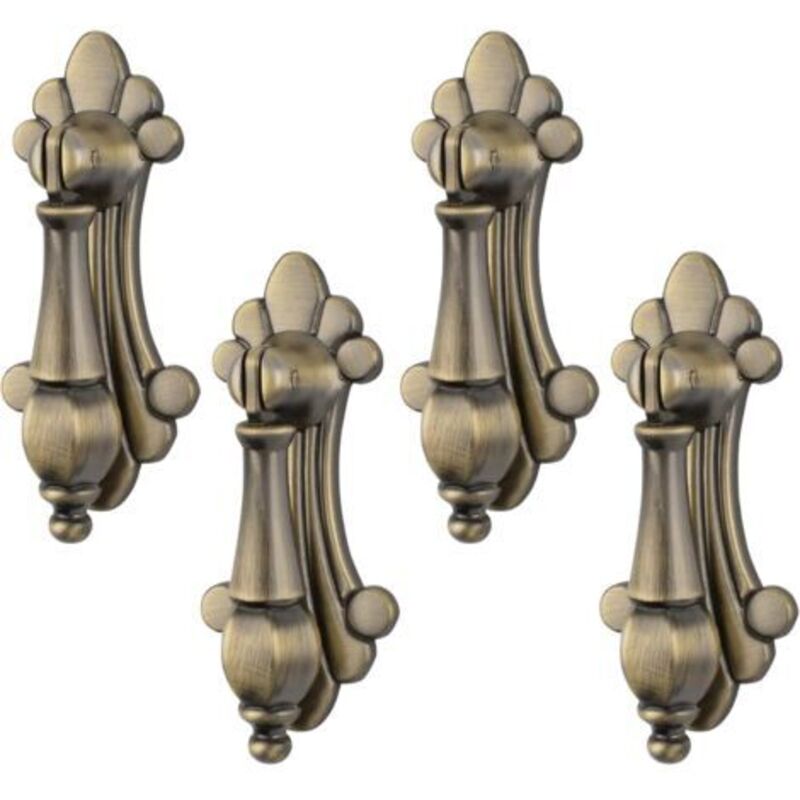 [niemals Verwendet] Set Mit 4 Vintage-hängegriffen Aus Geschnitzter Bronze-zinklegierung Mit Einem Loch Für Schränke, Kleiderschränke, Schubladen, Türen Und Dekorative Möbel