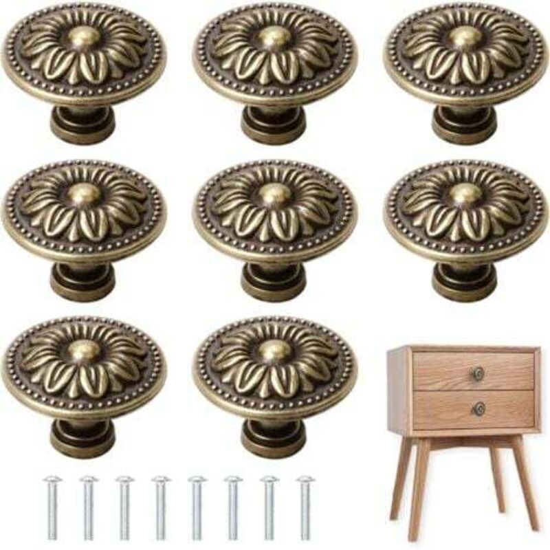 [niemals Verwendet] Antiker Einzelgriff Im Europäischen Stil, 8 Stück, 30 Mm Durchmesser, Retro-bronze-schrankgriff, Geeignet Für Kleiderschränke, Schränke Und Möbel