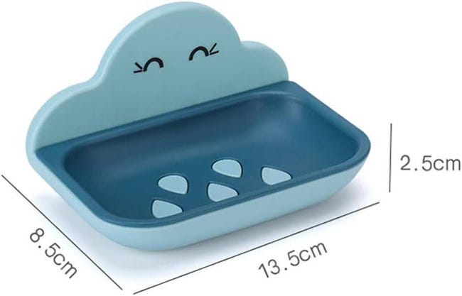 Doppelschichtige Seifenschale Aus Kunststoff, Seifenschale Zur Wandmontage, Seifenschale Für Badezimmer, Dusche, Küche, Wolkenform-dunkelblau