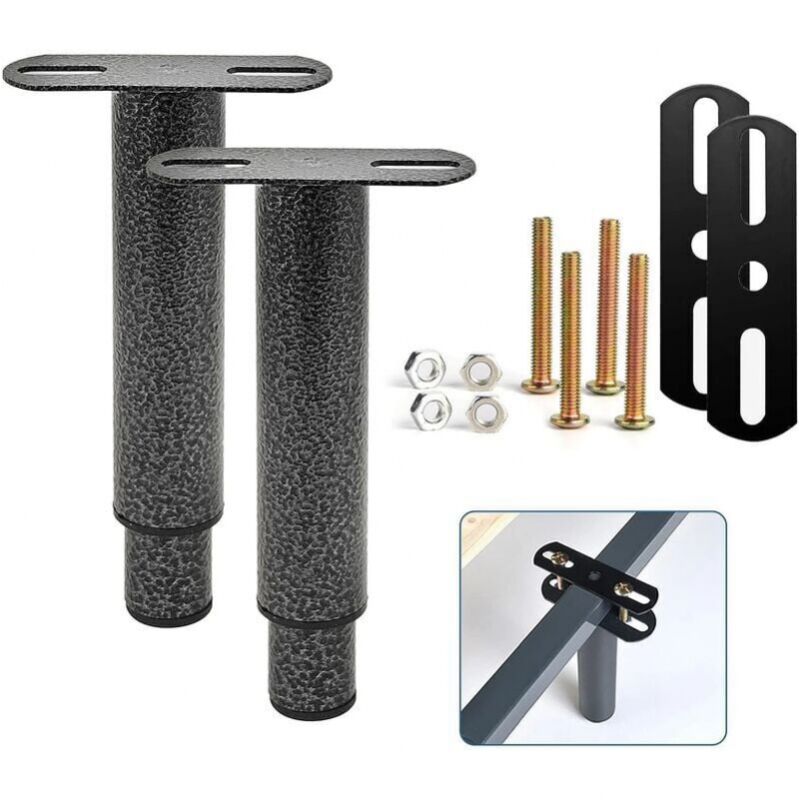 Set Mit 2 Verstellbaren Metallbettbeinen – Höhe 15 Bis 25 Cm – Edelstahl Und Rutschfestes Nylon – Kompatibel Mit Universellen Lattenrosten