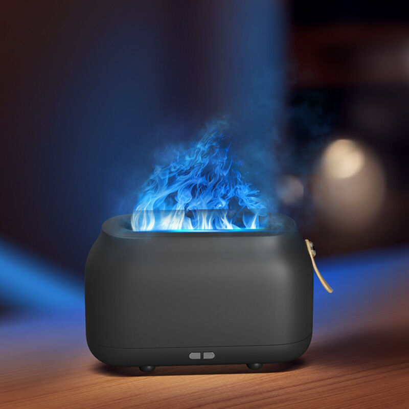 Ätherisches Öl-diffusor Und Ultraschall-luftbefeuchter Mit Flammeneffekt – Dunkelgrau, Ideal Für Schlafzimmer, Büro Oder Arbeitszimmer.