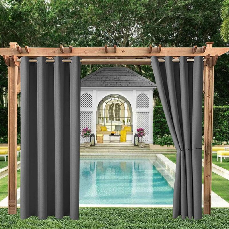 Set Mit 2 Wasserdichten Outdoor-vorhängen, 132 X 213 Cm – Verdunkelnd Und Wärmeisolierend – Sonnen- Und Windschutz – Dunkelgrau