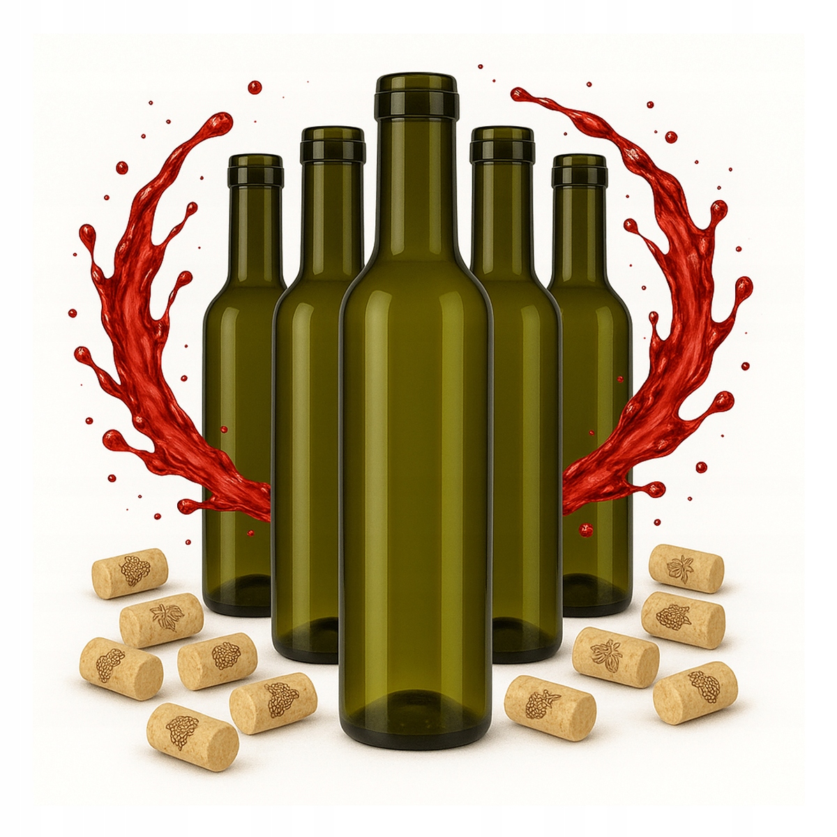 5 Glasflaschen 375 Ml, Dunkles Glas Für Öl, Essig, Sirup, Wein, Alkohol