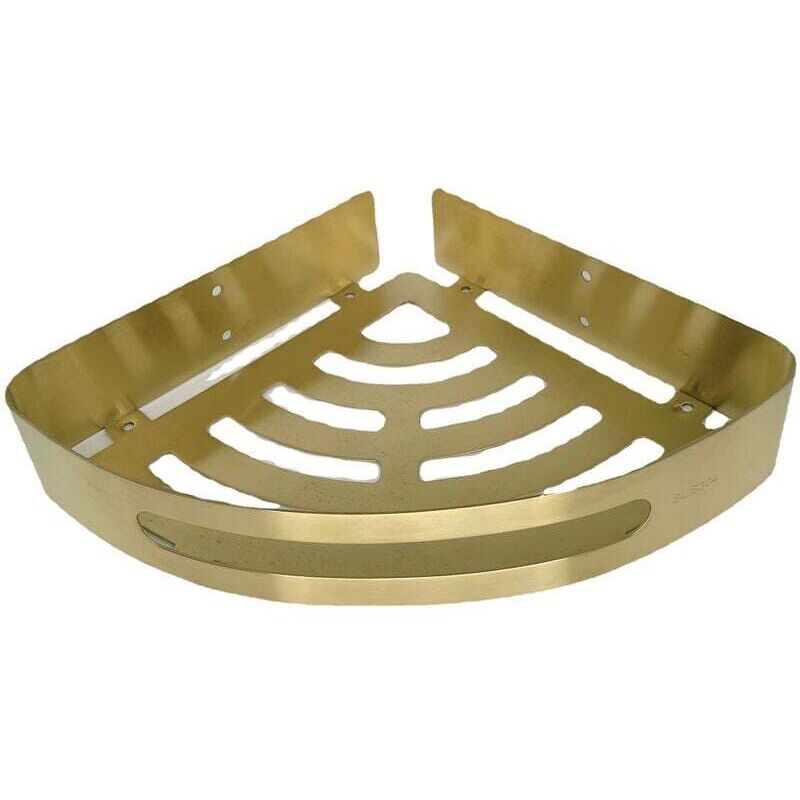 Eckregal Fürs Badezimmer – Goldfarbener Edelstahl Und Verzinkter Stahl, Zur Aufbewahrung Von Seife Und Accessoires, Modernes Design.