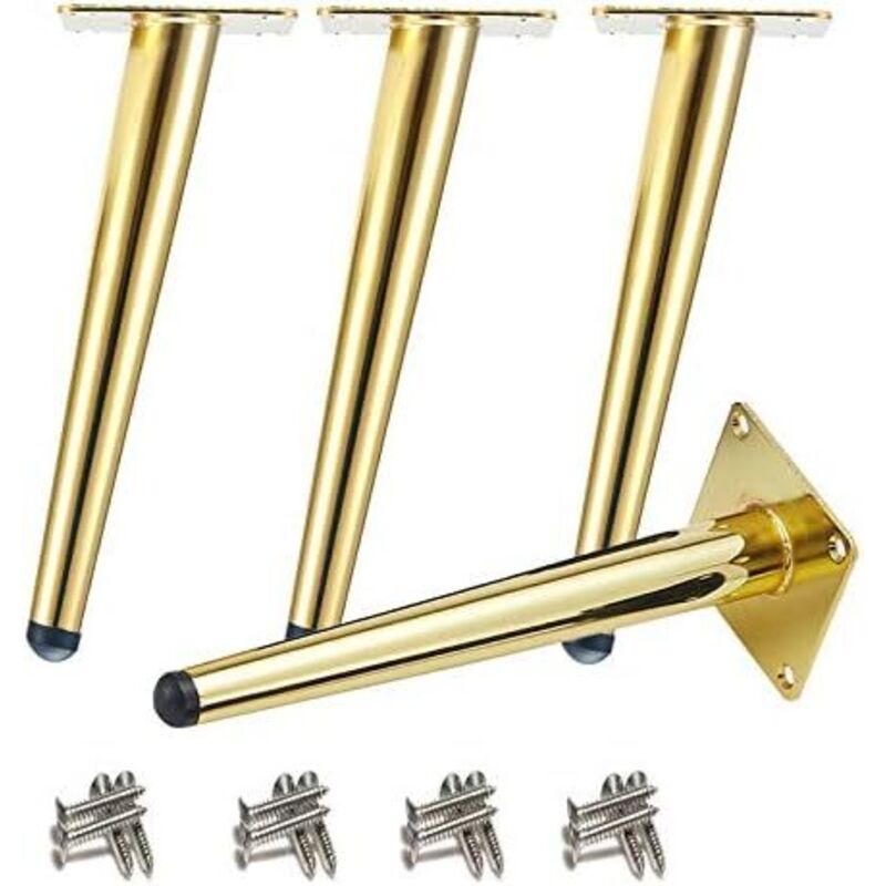 Schräge Tischbeine Aus Goldfarbenem Metall – 4er-set – Edelstahl 201 – Höhe 25 Cm – Rutschfeste Unterseite Für Sofas Und Tische