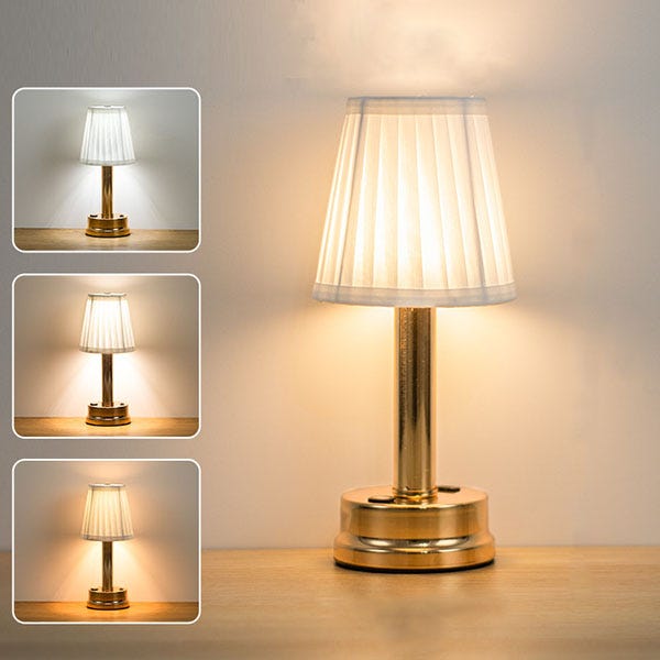 Goldene Kabellose Tischlampe, Dreifarbige Beleuchtung, Tragbares Nachtlicht, Schlafzimmer-licht, Schreibtisch-dekoration, Café-led-licht