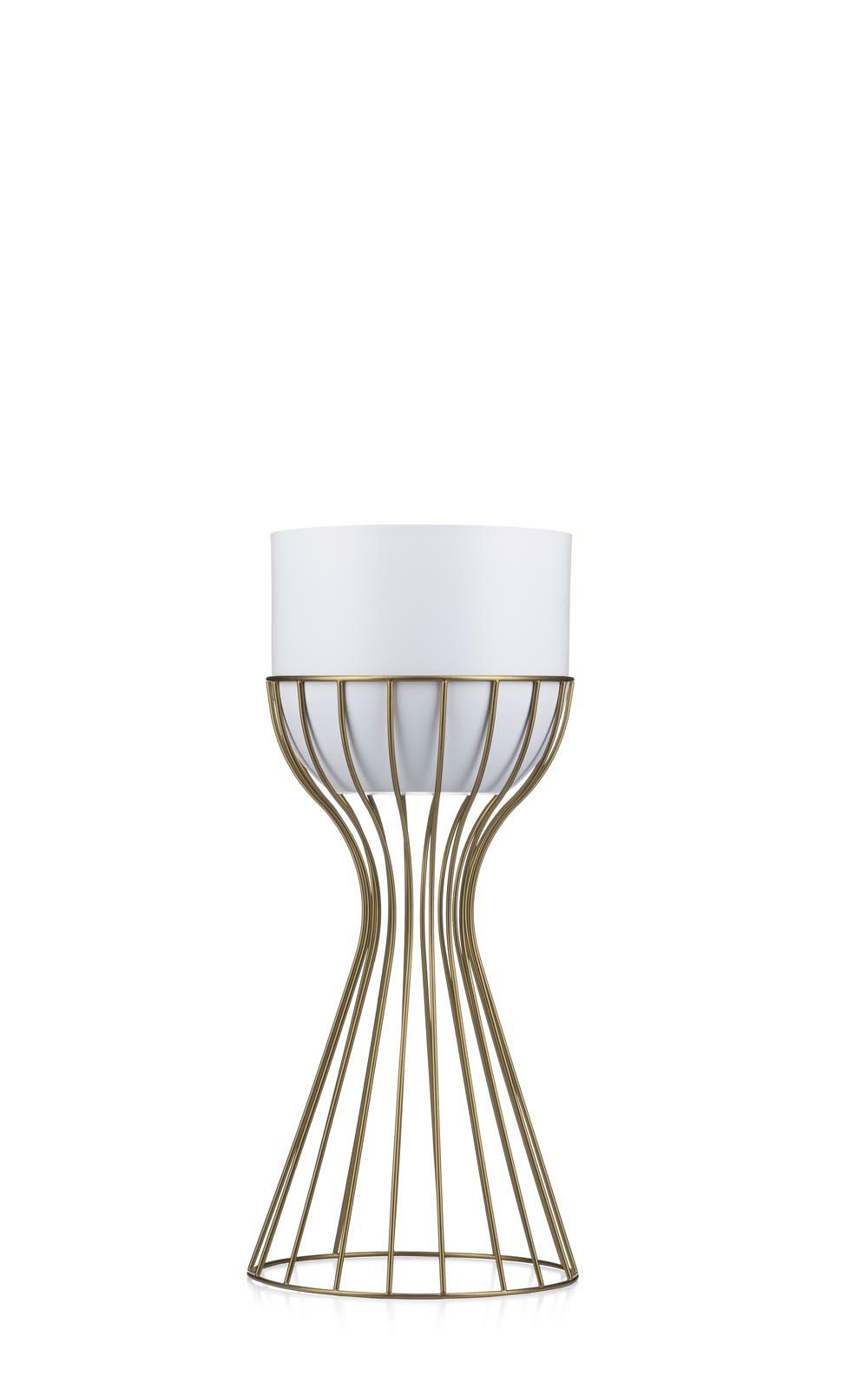 Stehender Blumenständer 46 Cm Goldweiß Loft