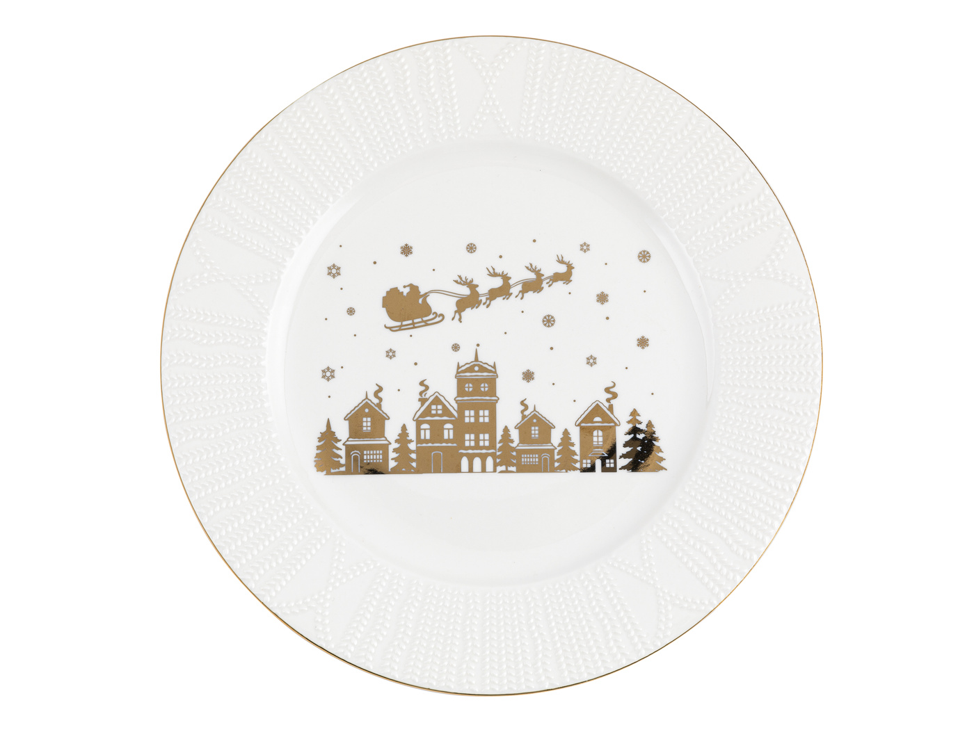 Florina Goldener Weihnachtsteller Mit Weihnachtsmann, 27,5 Cm