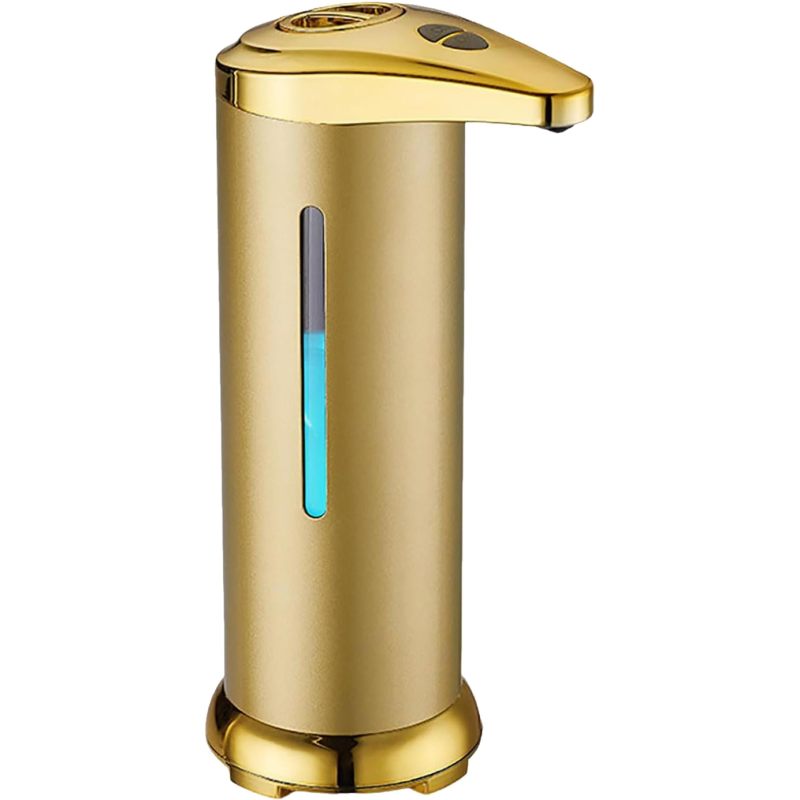 Berührungsloser Seifenspender, Goldfarbener Edelstahl, Infrarotsensor, Sichtfenster, 280 Ml, Batterien, Ipx4 Wasserdicht (gold)
