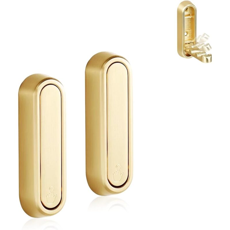 Goldene, Klappbare Wandhaken (2er-set): Platzsparende, Verdeckte Wandhaken, Geeignet Für Badezimmer Und Kleiderschränke.