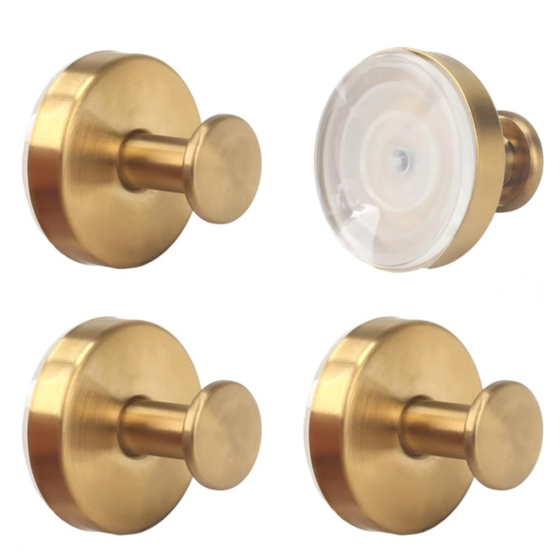 Wandhaken Mit Saugnapf, Goldfarben, 4 Stück (ohne Bohren)