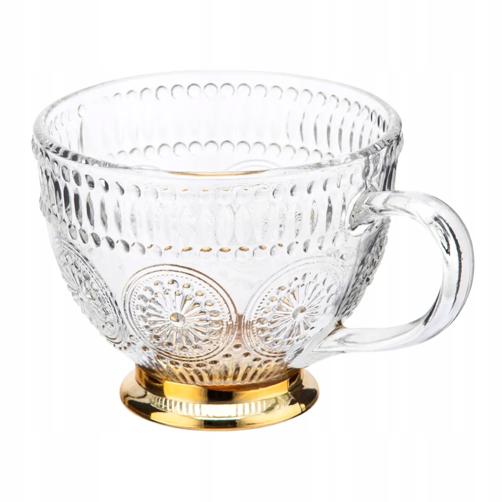 Glas Für Kaffee Oder Tee Auf Goldenem Stiel, 430 Ml, 1 Stück, Daisy