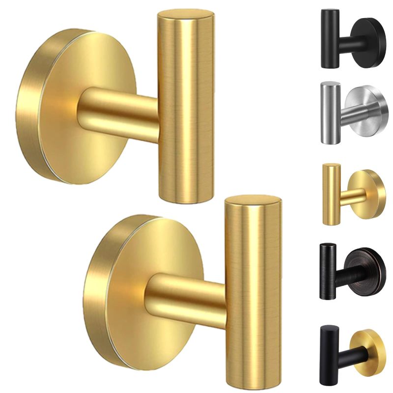 Wandhaken Aus Goldfarbenem Edelstahl, Hohe Tragfähigkeit, (2 Stück)