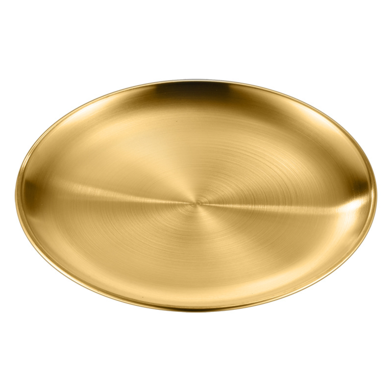 Runde, Vergoldete Steakplatte Aus Edelstahl, Metalltablett – 17 Cm