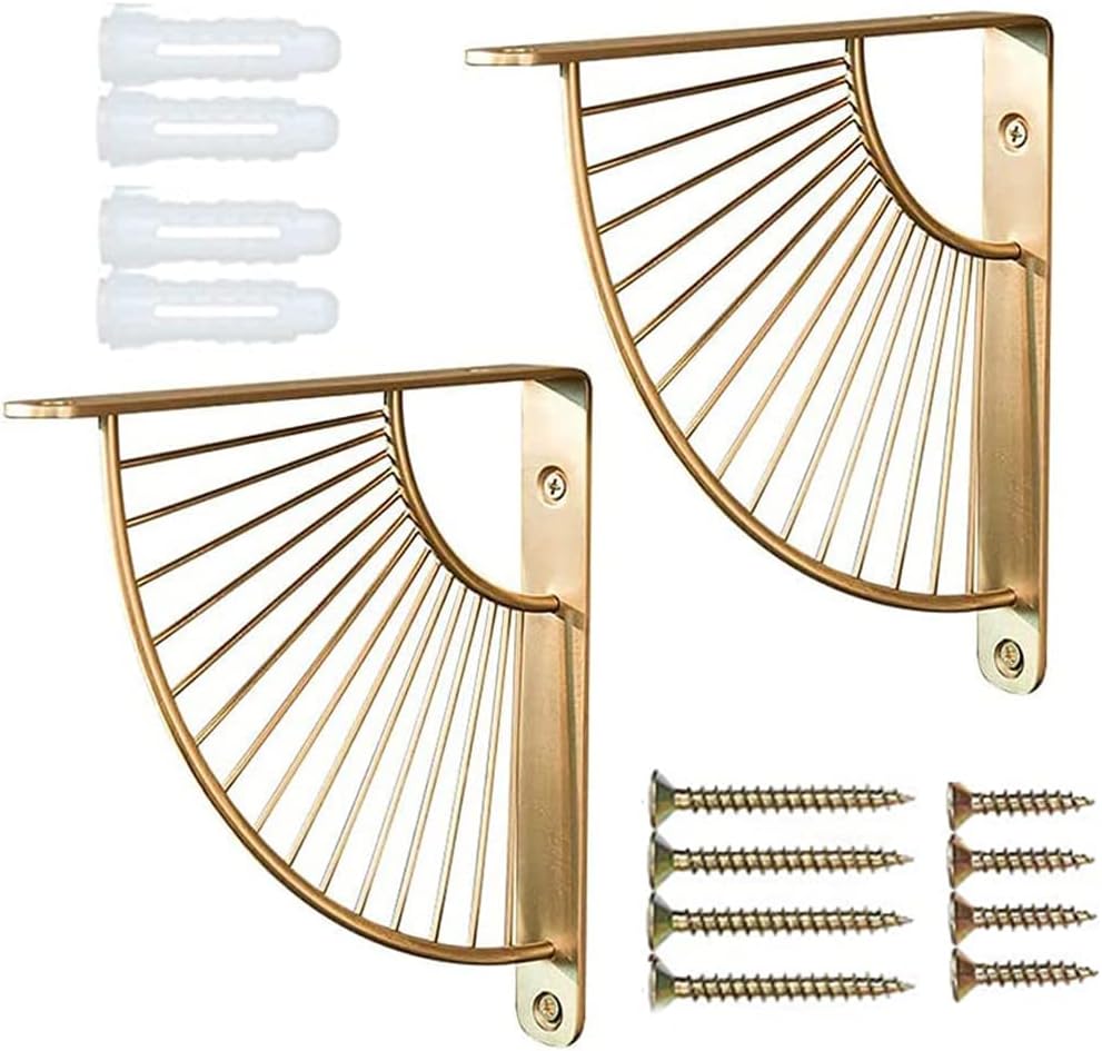 Schwimmende Dreieckige Halterung, 2 Stück Fächerförmige Regalhalterung, An Der Wand Montierte Eisen-eckhalterungen, Regalstützen-eckverstärkung Für An Der Wand Montierte Eisen-regalhalterungen (gold)