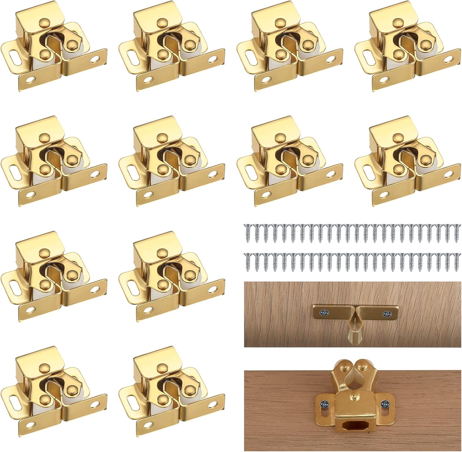 Doppelroller Schranktür-lockets, 12pcs Doppelroller Schrankverschluss Doppelroller Schranktür-locket Mit 48pcs, Gold