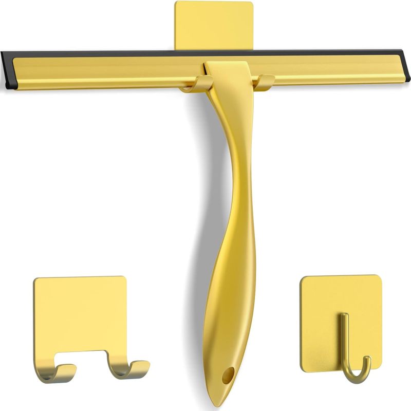 Docrok 25cm Gold Edelstahl Multifunktions-duschbürste Für Duschwände, Glas, Fliesen Und Autos.