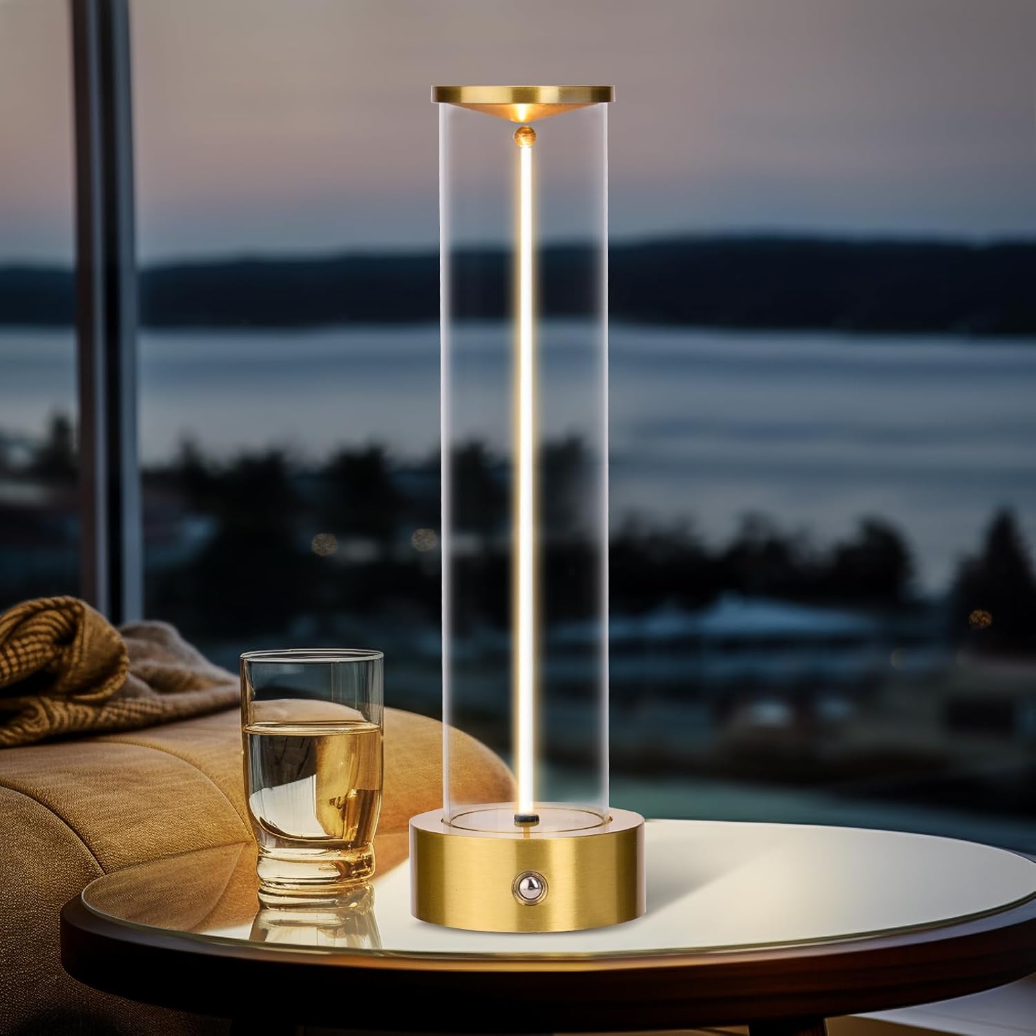 Tragbare Led-tischlampe Drahtlos, Moderne Tischleuchten Mit Magnetischem Filament, Dreistufige Lampe Dimmbar Für Das Spiel, Home Office, Schlafzimmer, Wohnzimmer, Gold