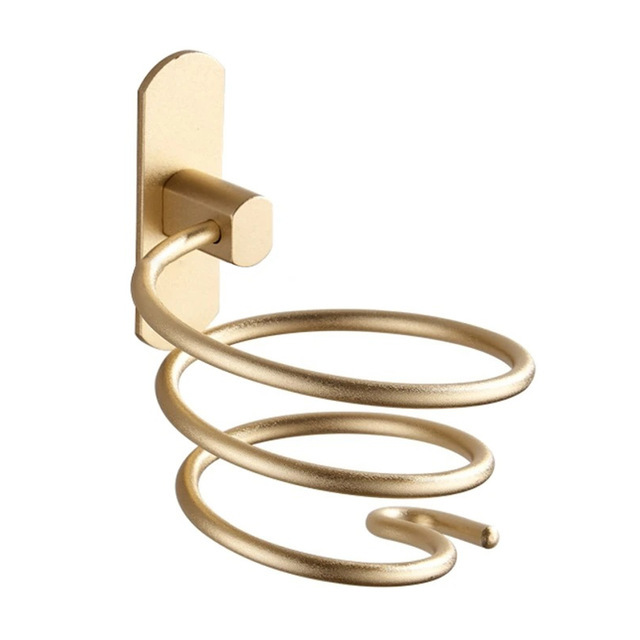 Haartrockner-halter, Wandmontierter Haartrockner-halter, Spiralform Mit Kabelhalter, Aluminium-haartrockner-aufhänger, Zubehör, Gold