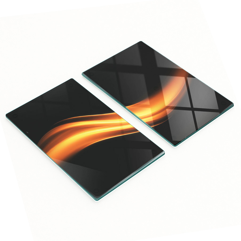 Set Aus Zwei Dekorativen Glas-küchenbrettern „gold Wave“ (2 X 30 X 52 Cm)