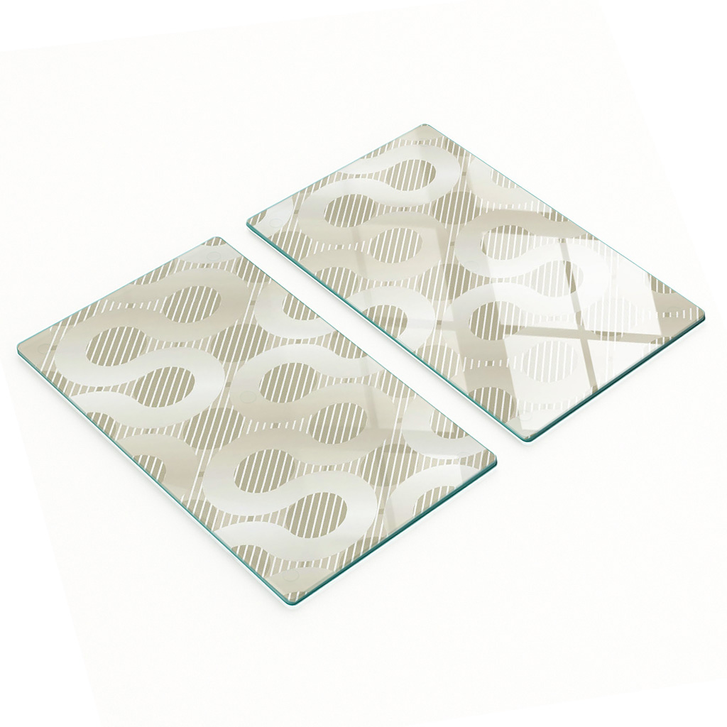 Robuste Und Stilvolle Glasplatten Mit Geschwungenem Muster, Golddekor, 2 X 30 X 52 Cm