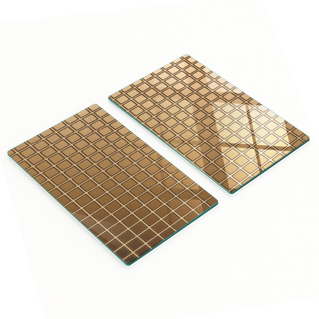 Set Aus Zwei Dekorativen Glasmosaik-küchenbrettern, Gold, 2 X 30 X 52 Cm