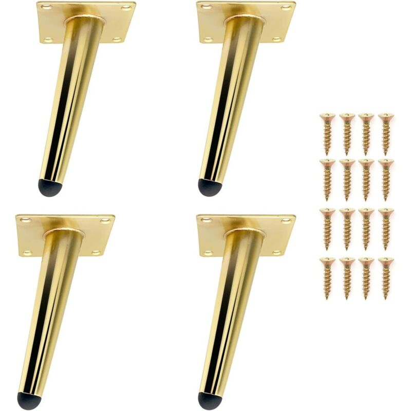 Goldene Metall-möbelfüße, 4er-set, 15 Cm Hoch, Abgewinkeltes Design Für Beistelltische, Sofas, Fernseher, Sessel - Ulisem