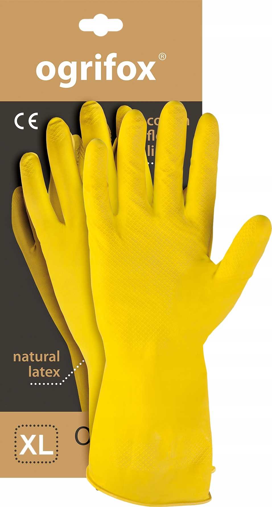 Beflockte Gummischutzhandschuhe / Gelb / Größe: 10-xl / Ox-floxxl - 10 Stück.