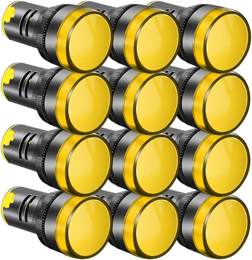 Satz Von 12 Stromanzeigen Led 22 Mm 220 V-380 V Ac/20 Ma, Led-pilotensignalplatte, Led-blinkenlicht, Gelb