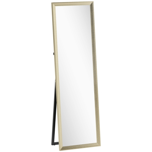 Stehspiegel Flexibel Und Verstellbar, 160 × 50 Cm, Goldfarbener Metallrahmen, Ideal Für Bad, Ankleidezimmer Oder Wohnzimmer