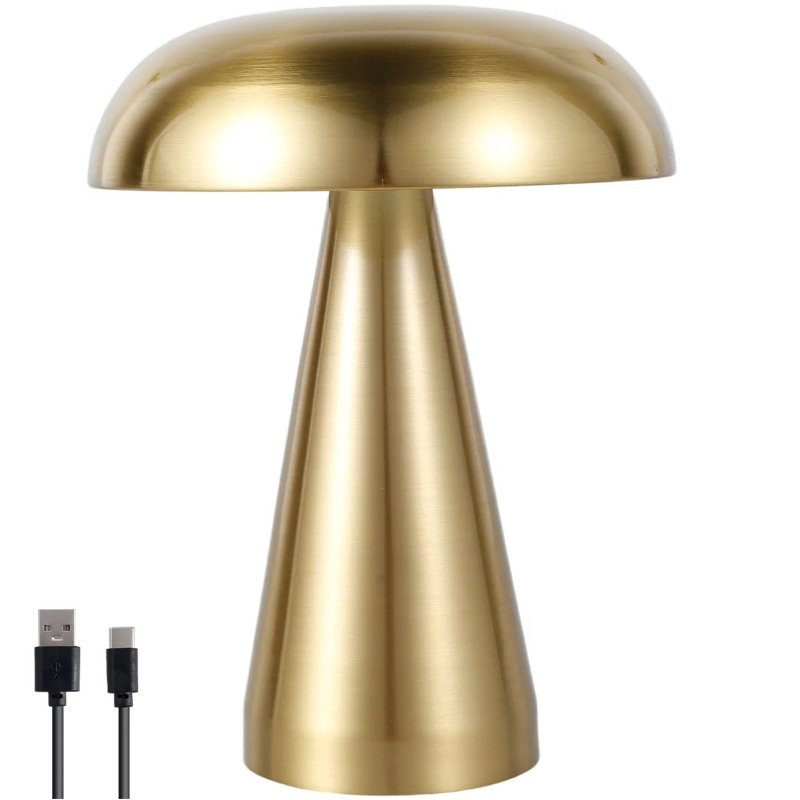 Pilzförmige Led-tischleuchte, 3 Farben Und Dimmbar, Goldfarbenes Metall (gold)