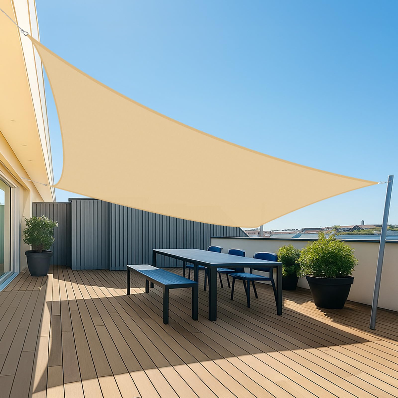 Für Square Shade Fly 3 X 3 M, Wasserdichtes Schattentuch, 95 % Uv-schutz, Für Garten, Terrasse, Terrasse, Camping – Sand