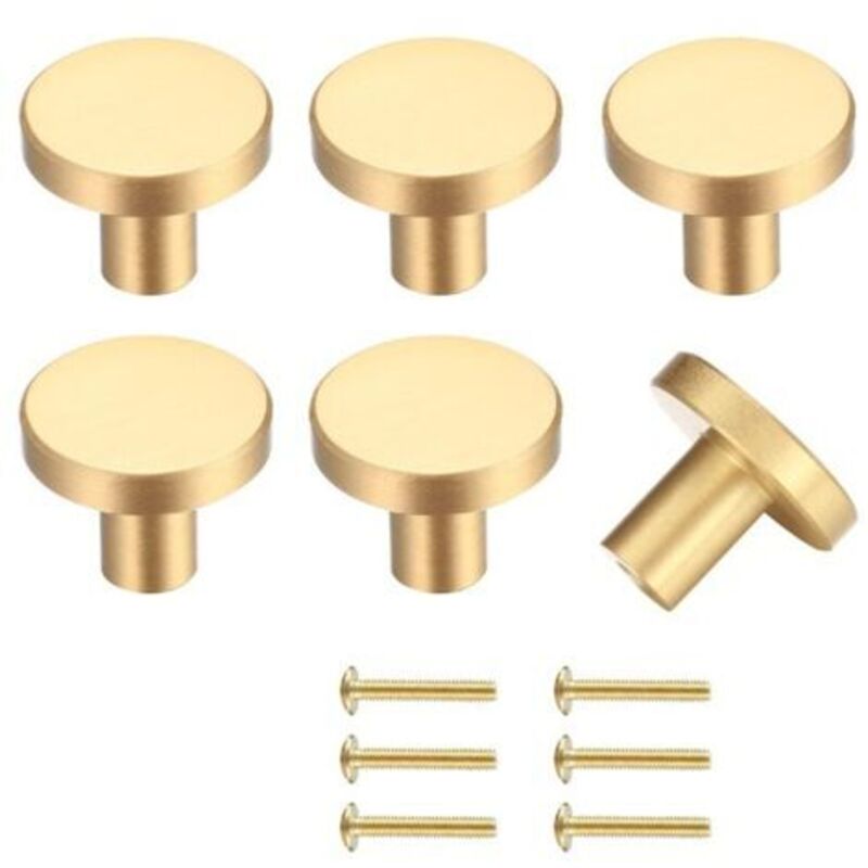 [niemals Verwendet] Set Mit 6 Schubladengriffen, 25 Mm Durchmesser, Goldene Möbelgriffe, Runde Schrankgriffe Zur Dekoration