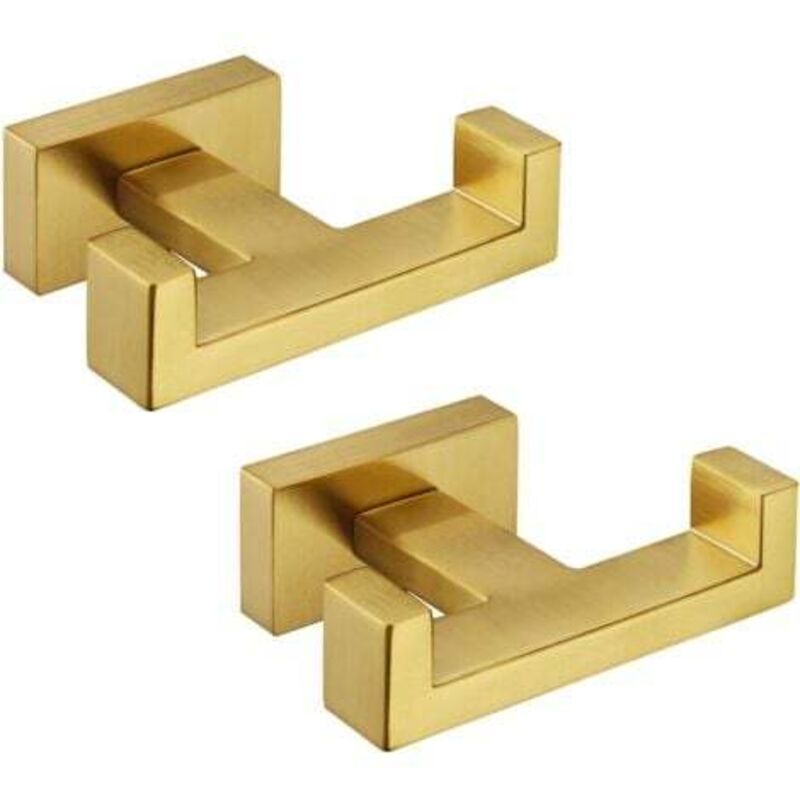 [niemals Verwendet] Doppelter Handtuchhaken Aus Gebürstetem Gold, 2 Stück, Handtuchhalter Aus Edelstahl Sus304 Für Badezimmer, Doppelter Wandhaken Für Bademäntel