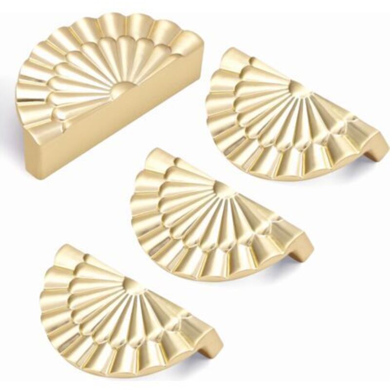 [niemals Verwendet] 4-teilige Schrankgriffe, 64 Mm Mittenabstand, Fächerförmige Griffe (gebürstetes Gold)