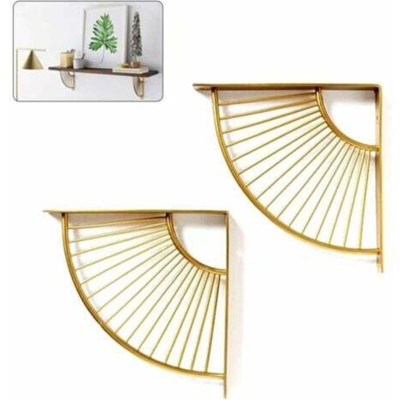 [niemals Verwendet] Goldfarbene, Geschwungene, Schwebende Dreibein-eckhalterungen Aus Metall, 2er-set, Zum Aufhängen Von Regalen Für Esszimmer/büro/wohnbereich (15 Cm)