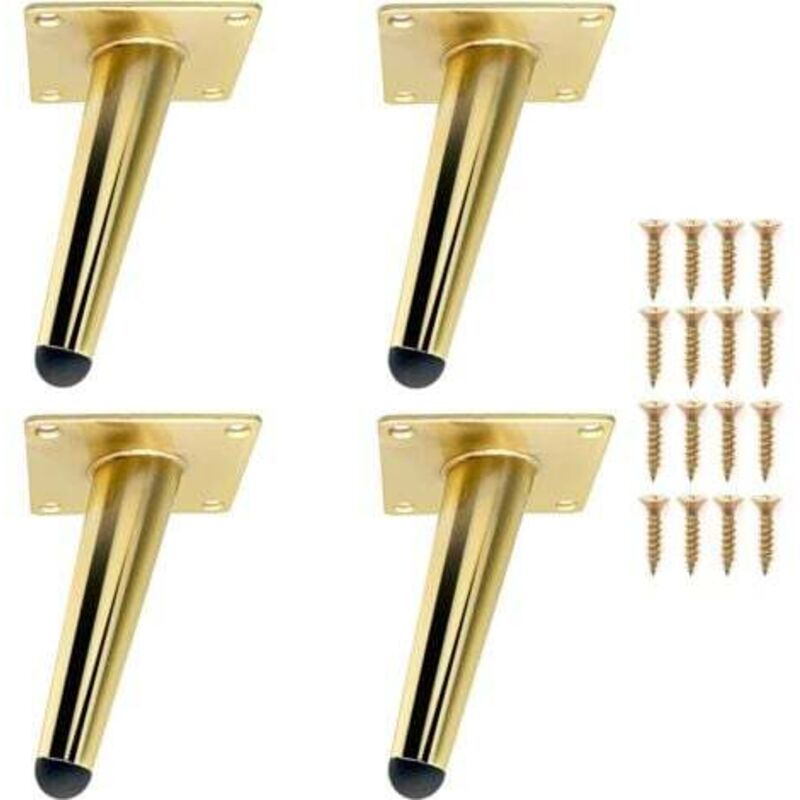 [niemals Verwendet] Set Mit 4 Möbelbeinen (12 Cm), Goldfarbene, Abgewinkelte Tischbeine Aus Metall, Robuste Tischbeine, Sofabeine Zum Ersetzen Oder Anpassen Der Höhe