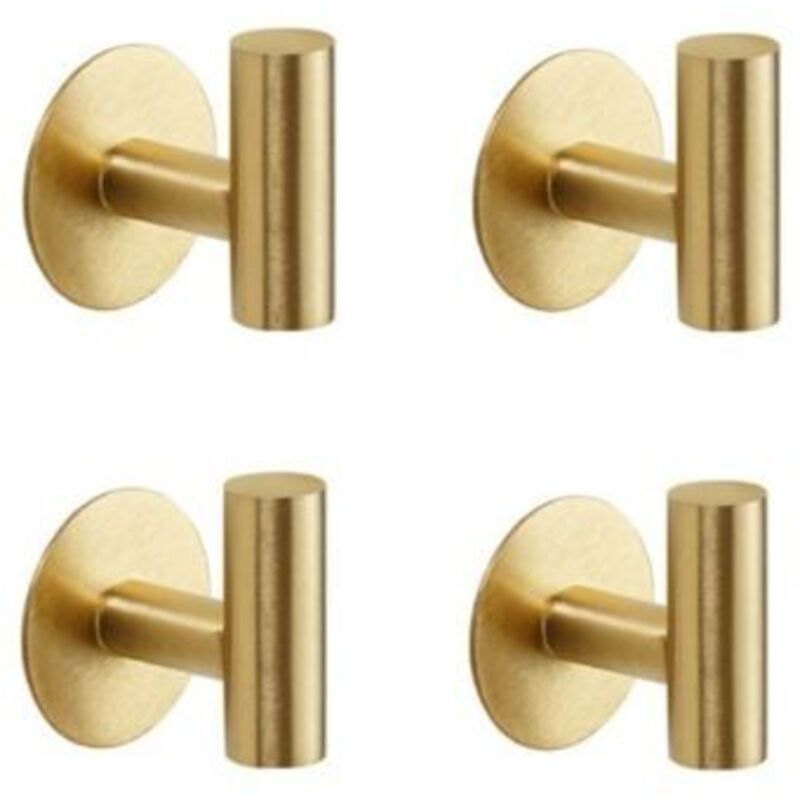 [niemals Verwendet] Set Mit 2 Selbstklebenden Haken Aus Gebürstetem, Goldfarbenem Edelstahl Sus304 – Robuste Und Wasserfeste Wandhaken Für Mäntel, Bademäntel Und Handtücher
