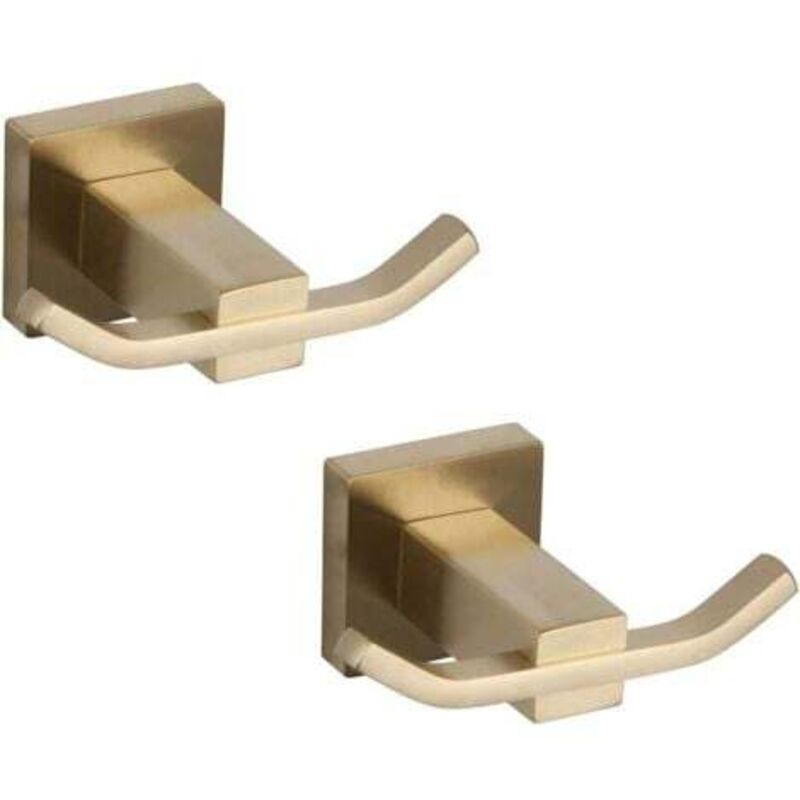 [niemals Verwendet] Set Aus 2 Badezimmeraccessoires: Doppelbademantel Mit Kapuze, Wandhaken, Gebürsteter Edelstahl Sus304, Pvd-zirkoniumgold