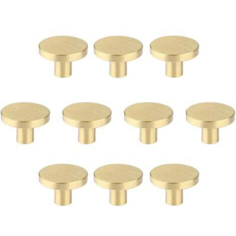 [niemals Verwendet] Möbelknöpfe Aus Gebürstetem Messing, Goldfarbene Kommodenschubladenknöpfe Für Schränke, Flure, Badezimmer Und Küchen, 10er-pack (30 Mm Pilzform)