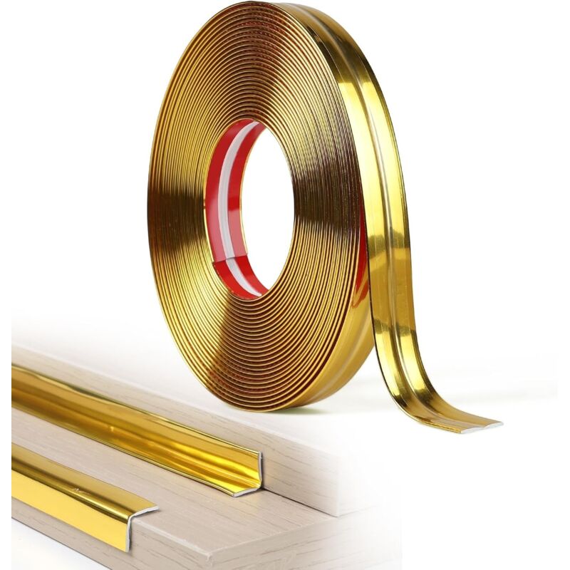 [niemals Verwendet] 2 Cm X 10 M Selbstklebende, Flexible Zierleiste Für Wände, Ecken Und Kanten Von Türen, Fenstern, Fußleisten, Decken Und Schränken Sowie Zum Kantenschutz Von Tischen Glänzender Gold