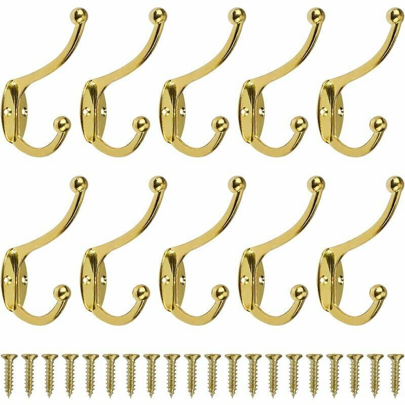 [niemals Verwendet] 10er-pack Retro-haken-garderobenständer Zur Wandmontage, Vintage-metall-türhaken Für Bad, Küche, Schlafzimmer, Flur, Gold