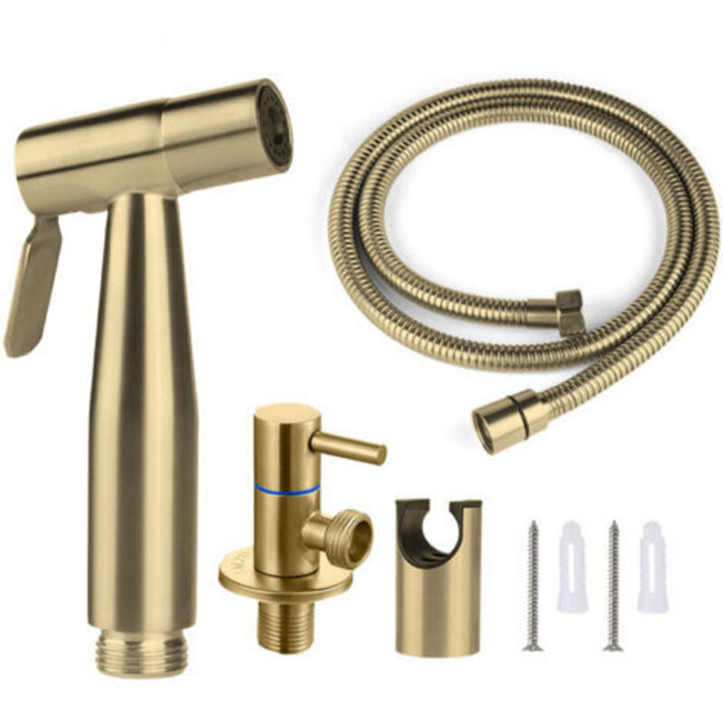 [niemals Verwendet] Wc-handbrause, Bidet-handbrause, 150 Cm, Goldfarben, Mit Spülung