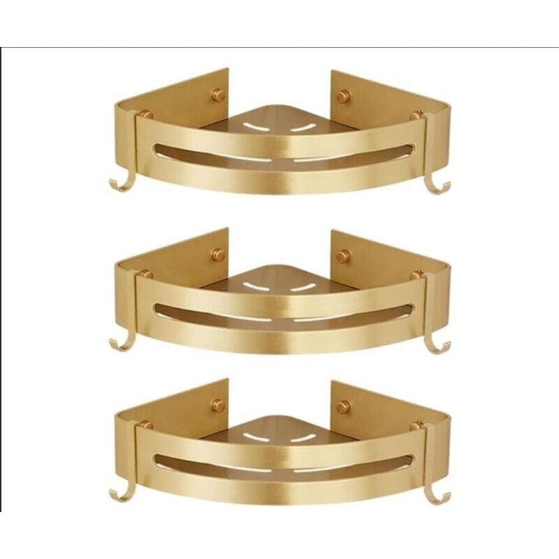 [niemals Verwendet] Duschablage Ohne Bohren, Eckbadezimmerablage, Sternenlicht-badezimmerablage (glänzendes Gold, 3 Ebenen)