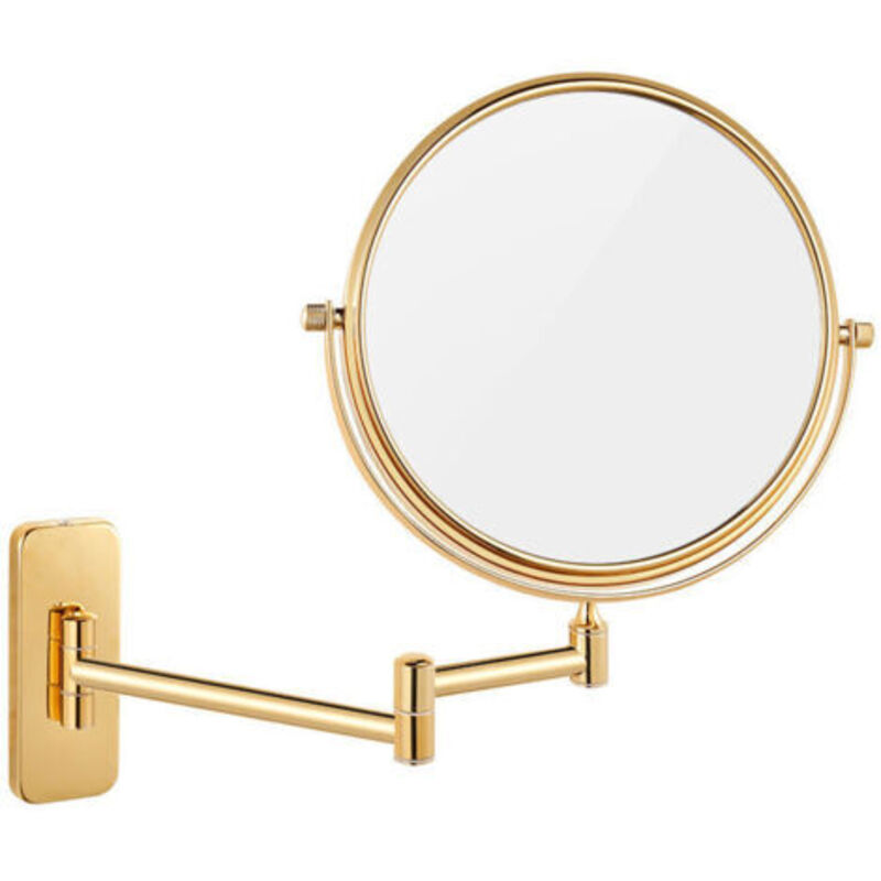 [niemals Verwendet] Runder, Wandmontierter Vergrößerungsspiegel Für Badezimmer, Goldfarben, Mit Flexiblem, 360° Schwenkbarem Arm, Doppelseitig, Durchmesser 20 Cm
