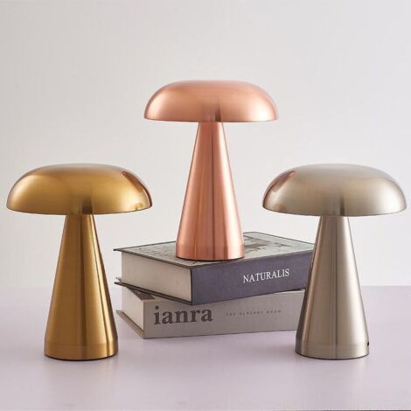 [niemals Verwendet] Pilzlampe, Goldene Pilzleuchte, Wiederaufladbare Tischleuchte Für Schlafzimmer Und Büro, Dimmbares Nachtlicht Mit Schreibtischlampenfunktion, Silberfarben
