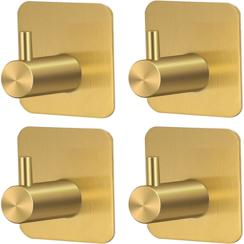 [niemals Verwendet] Hochwertige, Selbstklebende Edelstahlhaken, 4 Stück, Elegante, Rostfreie Wandhaken Für Küche/bad, Gold