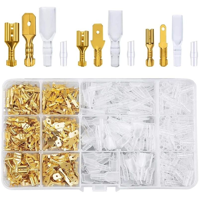 [niemals Verwendet] Elektrische Steckverbinder, Packung Mit 480 Flachsteckverbindern 2,8 Mm 4,8 Mm 6,3 Mm Stecker Und Buchsen Mit Schutzkoffer (gold)
